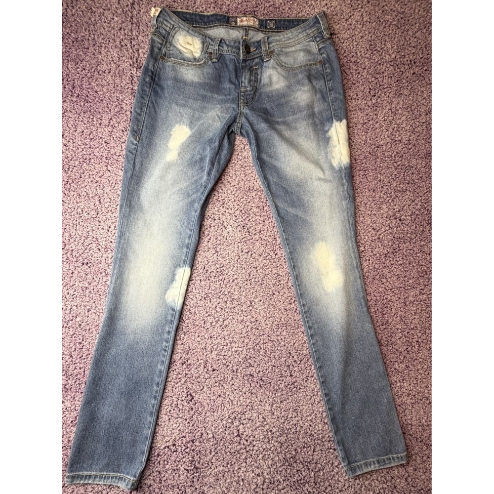 Akoo Brand Co Jeans Men's Size 28 Blue Distressed Slim Fit Denim Streetwear